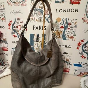 Frye Charcoal Leather Hobo Bag